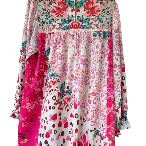 Umgee size XL women’s Floral Pink and White Blouse LS pink - Picture 3 of 11